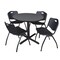 Cain Cain Round Table & Chair Set, Wood, Metal, Plastic Top, Grey TB36RNDGY47BK - alternate 1